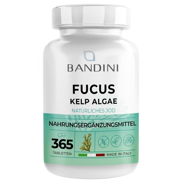 Bandini® Fucus Kelp Algae (Natural Iodine) - 365 Tablets 150 mcg Iodine (1 Year Supply) - Standardised to 0.1% Iodine - Energy Metabolism, Nails and Hair - Brown Algae 100% Vegan