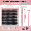 MIKIWI Eyelash Extension Kit,200pcs 60D 9-16mm DIY Lash Clusters,Volume Individual