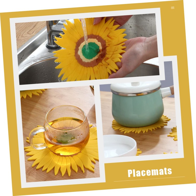 iplusmile Placemats for Dining Table 2pcs Heat Resistant Mats Sunflower