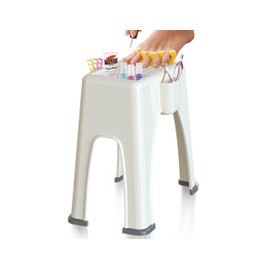 Skywin Pedicure Foot Rest - Non-Slip Salon Step, Side and Back Pockets holds Pedicure Essentials, 9 x 7 x 10 inches (BEIGE)