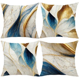 Decorative Throw Pillow Covers Set of 4, 18x18 Inch Square Cushion Covers Decoration Pillowcases Linen Cushion Case for Sofa Patio Living Room Couch Home (Veined Marble, 45x45cm/18x18inch/4pcs)