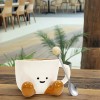 1pc 11.83oz Cute Little Feet Ceramic Cup with Spoon, Underglaze