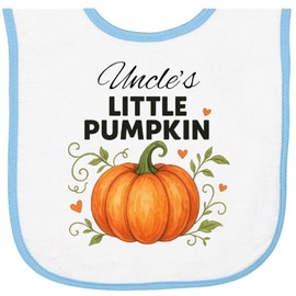 inktastic Uncle's Little Pumpkin Autumn Baby Terry Cloth Bib White and Light Blue 46d78