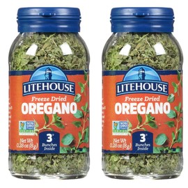 Litehouse Freeze Dried Oregano - Substitute for Fresh Oregano, Gluten Free, Vegetarian, Keto, Non-GMO, No Refrigeration Required, Seasonings for Cooking - 0.28 Ounce, 2-Pack