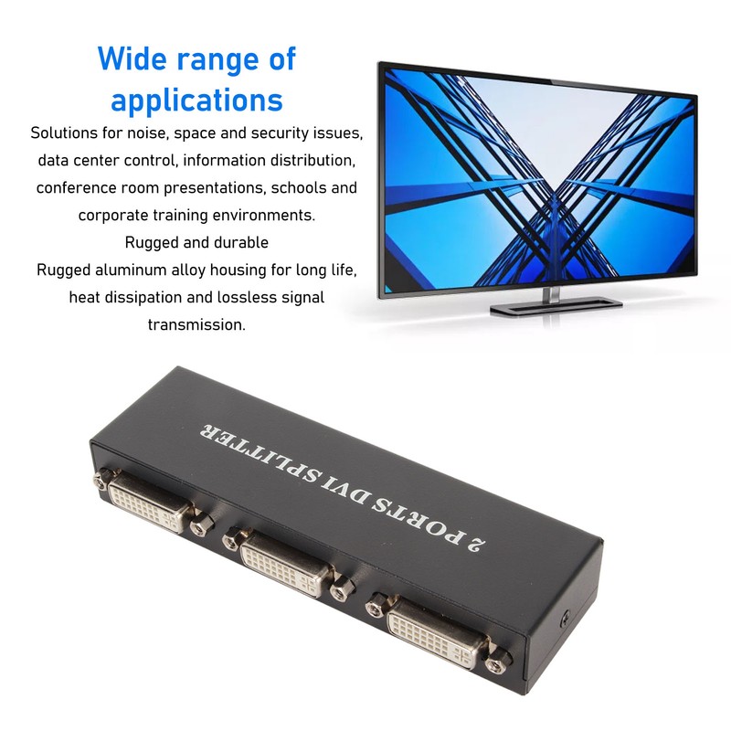 1x2 DVI Splitter 1 in 2 Out Support Resolution Up