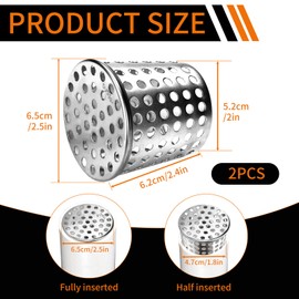 2PCS PVC Termination Mesh Vent Cover, Stainless Steel Gutter Guard Filter, Conical Exhaust Pipe Gutter Strainer for 1.97 to 2.48in ID Pipe (63mm)