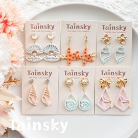 TAINSKY Shell Clay Cutters, Set of 16 Shapes Conch Clay Cutters for Polymer Clay Jewelry, Summer Clay Earrings Cutters, Starfish Polymer Clay Cutters for Polymer Clay Jewelry Making