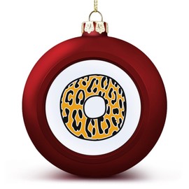DOREENABE Initials Ball Ornaments,Animal Skin Pattern Alphabet Initial Letter O Ball Ornaments for Christmas Tree Decoration,Red Christmas Ball Ornament Xmas Baubles Stocking Stuffers