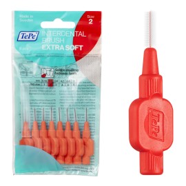 TePe Interdental Brushes Extra Soft Cleaners - Red - 0.5 mm - 25 Pack
