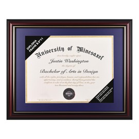 GAMYPET Solid Wood Diploma Frame 8.5 x 11 Certificate Frames with Purple Mat or 11x14 Document without Mat as Graduation Picture Frame