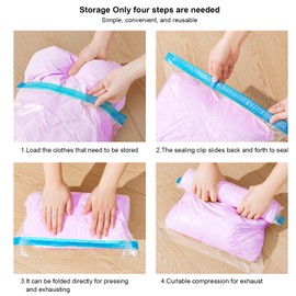 6 Pieces Vacuum Bags for Clothes Vacuum Bags for Clothes Travel Space Saving Dustproof Moisture Proof Vacuum Storage Bags for Clothes 40x60 Cm No Vacuum Pump Required