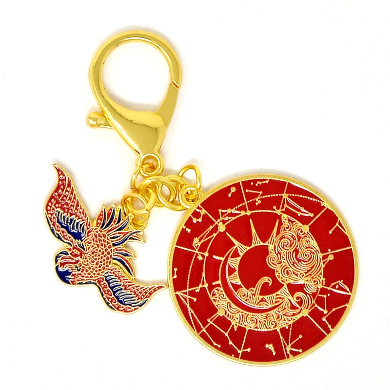 fengshuisale Amulet Moon Constellation Keychain Myth Beast, red