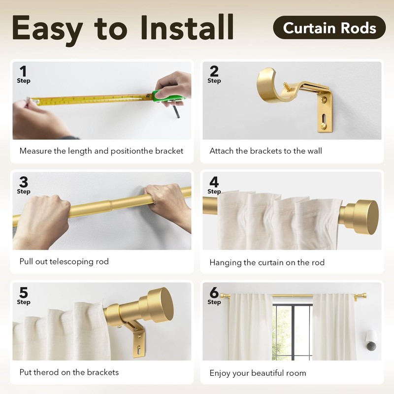 IFELS 2 Pack Heavy Duty Curtain Rods for Windows 28
