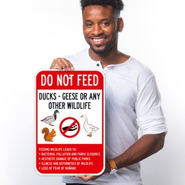 Sigo Signs, Do Not Feed Ducks Geese Or Any Other Wildlife Sign (SI-7289) 12x18 Inches, Rust Free .063 Aluminum, Fade Resistant, Made in USA