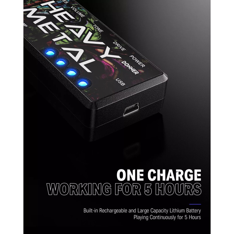 Donner Heavy Metal Guitar Headphone Amplifier USB Rechargeable Mini Pocket