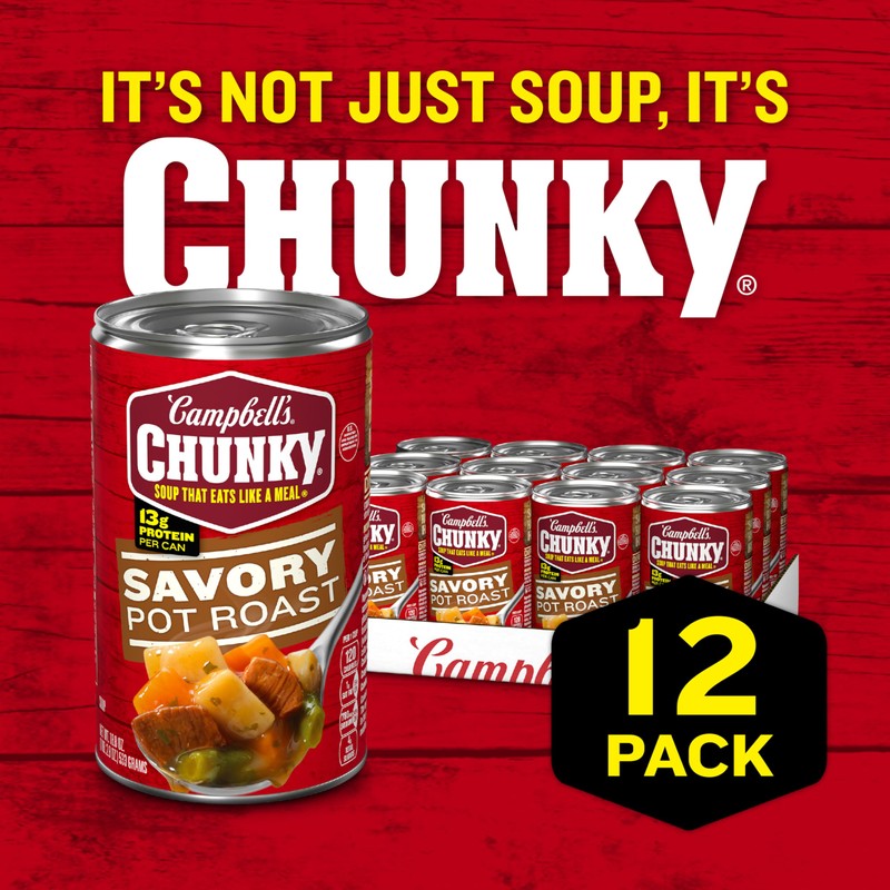 Campbell’s Chunky Soup, Savory Pot Roast Soup, 18.8 oz Can