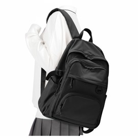 Lendolk Men's Backpack with Laptop Compartment, Waterproof Backpacks Women's School Backpack Teenager Girls Boys Large Uni Backpack with Many Compartments, black