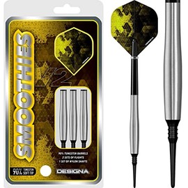 DESIGNA DARTS Smoothies V2 | 90% Tungsten Barrel Soft Tip Dart Set with Shafts and Flights, M3, 21g (D9007)