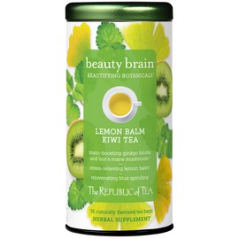 The Republic of Tea – Beauty Brain Beautifying Botanicals Lemon Balm Kiwi Tea, 36 Tea Bags, Herbal Blend, Caffeine Free, Gluten Free