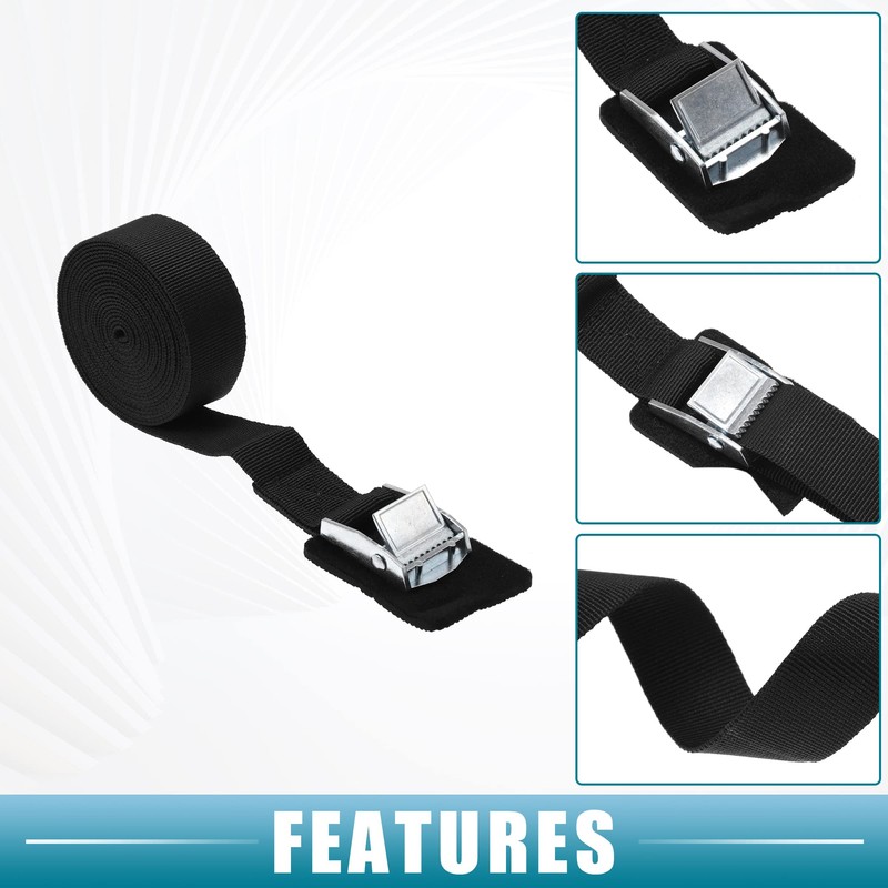 X AUTOHAUX Car Cam Buckle Tie Down Strap 9.84ft Black