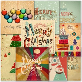 doodlecards Pack of 10 Mixed Retro Christmas Cards. Printed in UK, Premium Quality & 100% Recyclable.