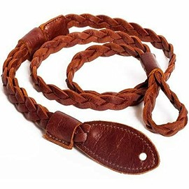 Henry Heller HMANBTK Brown Vintage Americana Mandolin / Guitar Flat Braid Strap