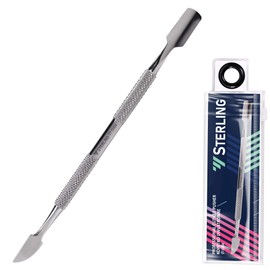 STERLING Professional Cuticle Pusher with Different Working Edges | Comfort for Manicure and Pedicure | Double Sided and Non-Slip | Scraper and Spatula | ST-12434