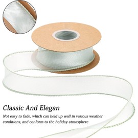 IHKFILAN 38mm Wire Ribbon for Gift Wrapping, Organza Ribbon for Wedding, Birthday, Valentine's Day, Christmas Decoration, Chiffon Craft Ribbon for Hair Bouquets (Green, 10 Yards)