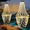 Solar Hanging Crystal Chandelier Outdoor Garden Decorative Lights Powerful Lithium