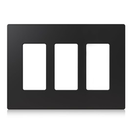 ELEGRP 3-Gang Screwless Decorative Wall Plates, Mid-Size Unbreakable Thermoplastic Faceplate Cover for Decorator Receptacle Outlet Switch, UL Listed (1 Pack, Matte Black)