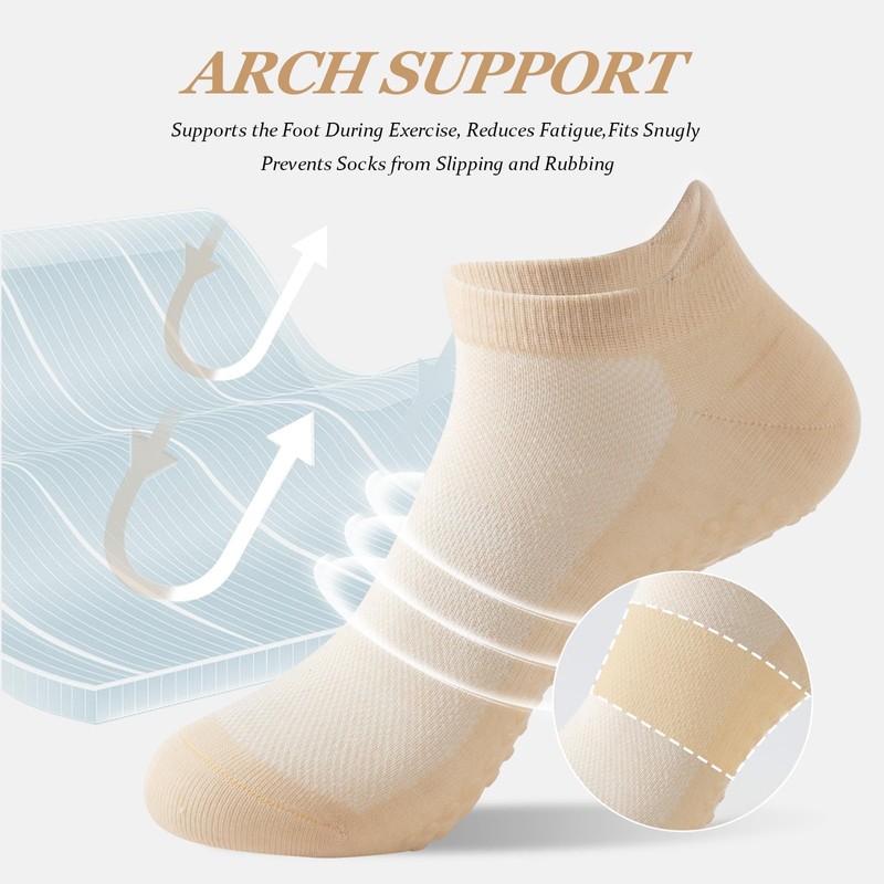 4 Pairs Grip Socks for Yoga, Non Slip Sticky Socks