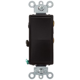 Leviton 5604-2E 15 Amp, 120/277 Volt, Decora Rocker 4-Way AC Quiet Switch, Residential Grade, Grounding, Black