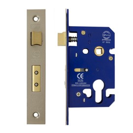 Fire Rated Euro Profile Sashlock Case 63 mm (44 mm Backset) Satin Nickel