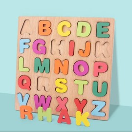 Wooden Alphabet Puzzle Board, Educational Learning Toy, Colourful Letters A-Z, Montessori toy
