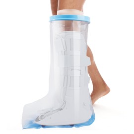 Blueash Waterproof Extra Wide Leg Cast Cover for Shower Adult, Reusable Extra Large Leg Shower Casts Cover with Non-Slip Bottom for Adults Large Casts Surgery Shower Boots