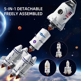 Doloowee Space Rocket Model for Kids, Space Spacecraft Toys with Projection, Rocket Assembled Model Boys Educational Toys