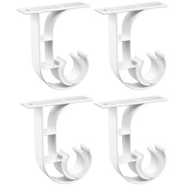 Ceiling Curtain Rod Holder, Heavy Duty Curtain Rod Brackets White Ceiling Curtain Rods Hooks Hangers 4 Pack Single Curtain Rod Support for 1 Inch Drape Rod Poles