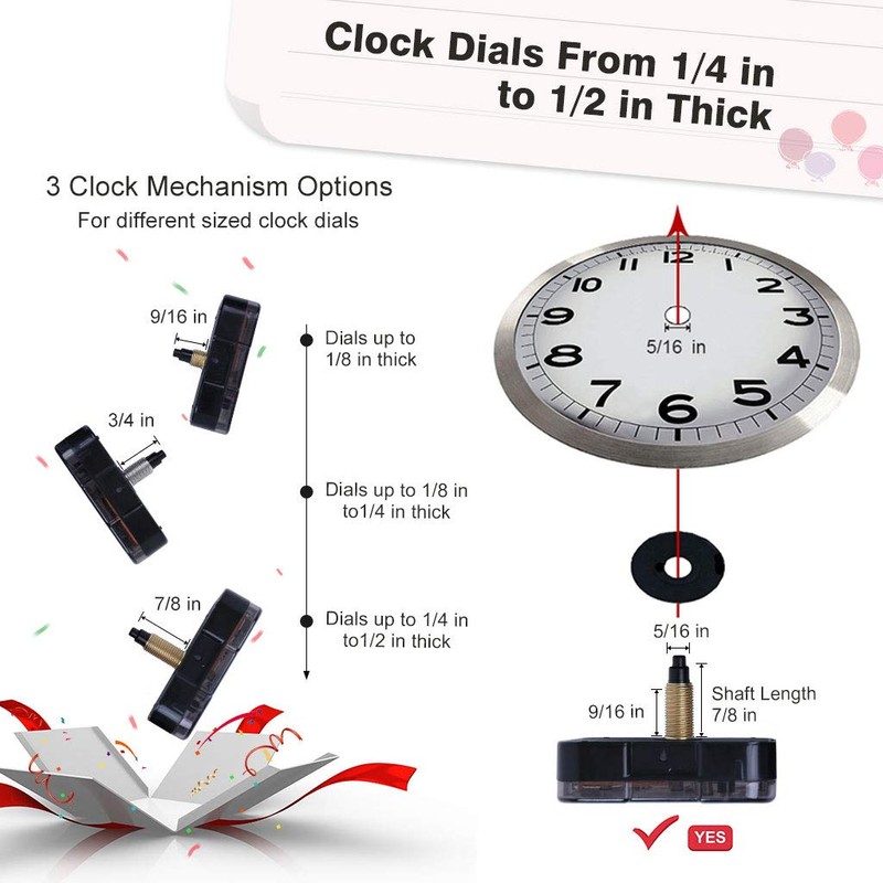 EMOON High Torque 12888 Clock Movement Mechanism with 3 Pairs