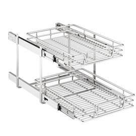 QUYUWU 2-Tier Kitchen Cabinet Pull Out Shelf and Drawer Organizer Slide Out Pantry Storaqe Basket in Multiple Sizes (19" W x 21" D)