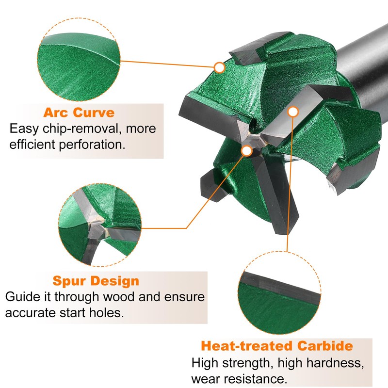 sourcing map Forstner Drill Bit 1" (25mm) Carbide Upgraded 3