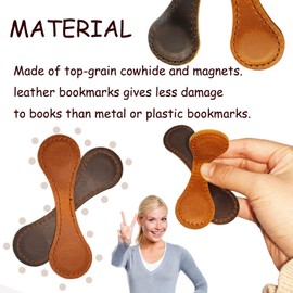 Leather Magnetic Bookmark, Genuine Leather Magnetic Bookmarks, Genuine Magnetic Bookmarks for Thick Books, Two Pieces of Bookmark Paper, for Bibles, Planners, Gift Box.
