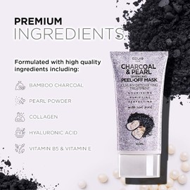 AZURE Charcoal & Pearl Luxury Anti Aging Peel Off Mask – Moisturizing, Purifying & Detoxifying | Removes Blackheads, Dirt & Oils | Reduces Wrinkles, Fine Lines & Acne Scars | Made in Korea - 150mL