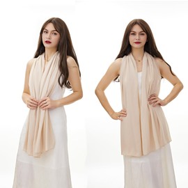 YOUR SMILE Bufandas largas de gasa para mujer, ligeras, transpirables, de color sólido, a prueba de sol, Beige, 27''x70''