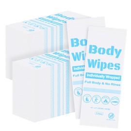 200Pcs Disposable Body Wipes, 7.8 x 9.8 inch Individually Wrapped Bath Wipes for Women Men in Bulk, No Rinse-Free Large Body Bath Shower Wipes for Home Travel Hotel Outdoors Camping After Gym (White)