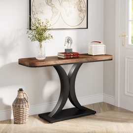 LITTLE TREE Industrial Entryway Console Table, Compact Foyer Hallway Accent Table for Small Space