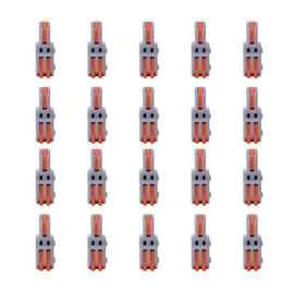 20Pcs 1 to 2 Quick Splitter Wire Terminals, AWG 28-12 Lever Nut Wire Connector (Wire Need Strip), Rated 250V 32A Splicing Connectors (Orange)