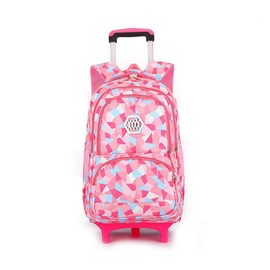 VILINKOU Rolling Backpack for Girls Trolley School Bag Wheels Backpack Luggage Waterproof Climbing Stairs (Pink with Two Wheels)