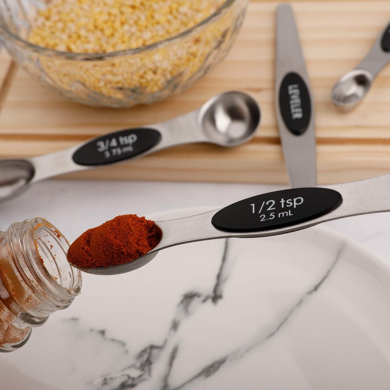Magnetic Measuring Spoons Set of 5 Stainless Steel Dual Sided