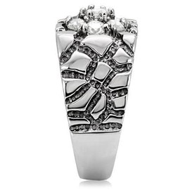 Eternal Sparkles Men's Stainless Steel Nugget Top Grade Crystal AAA Grade CZ Cobblestone Ring (Cluster Nugget, 11)