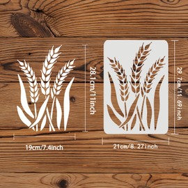 FINGERINSPIRE Wheat Stencil 29.7 x 21 cm Wheat Stem Stencil Wheat Painting Stencil Made of Plastic Reusable Wheat Pattern Stencils for Painting on Wood, Floor, Wall and Tiles
